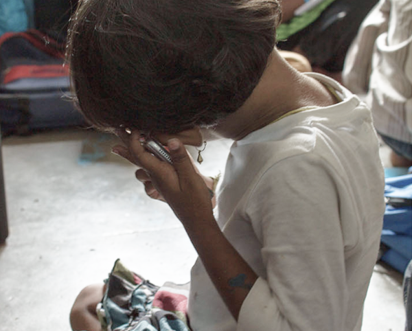 Child listening closely during a usability observation session